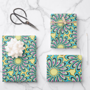Retro Vortex Petal Burst Muster Geschenkpapier Set