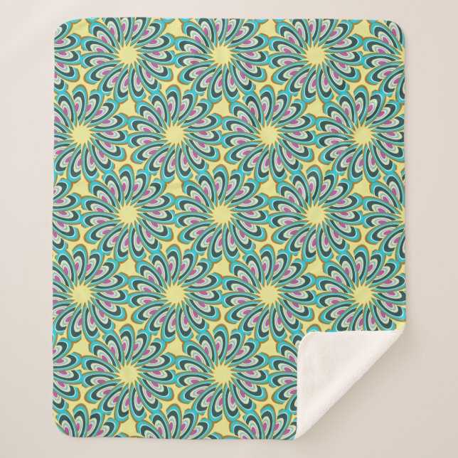 Retro Vortex Petal Burst Muster Sherpadecke (Vorderseite)