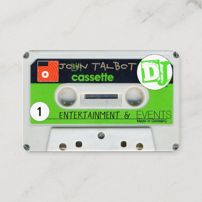 Retro W Audiotape Cassette DJ Business Cards Visitenkarte (Vorderseite)