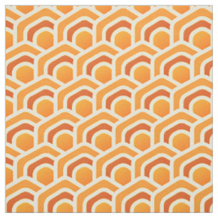 Retro-Waben-Wellen Orange Sechseck-Muster Stoff