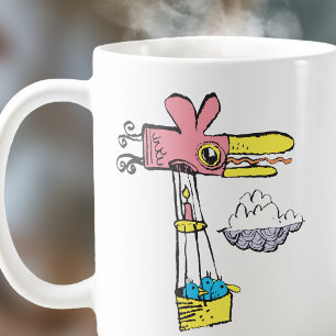 Retro Wacky Bird Hot Air Ballon Kaffeetasse