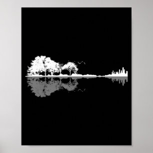 Retro-Wald Lustige Natur Gitarre Klick Musik Poster