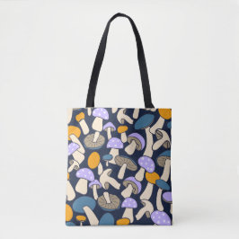 Retro-Wald-Pilzmuster Mitternachtswald Tasche