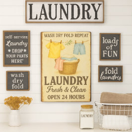 Retro Wall Art Laundry Room Metal Print
