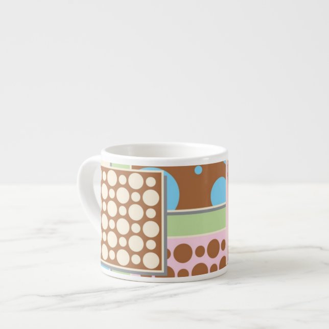 Retro Wallpaper Patchwork Espresso Tasse (Vorderseite Links)