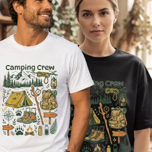 Retro-Wanderberg-Wanderweg- und Lagerfeuer-Abenteu T-Shirt