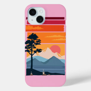 Retro-Wanderlust-Sonnenuntergang-Berg-Naturschönhe Case-Mate iPhone Hülle