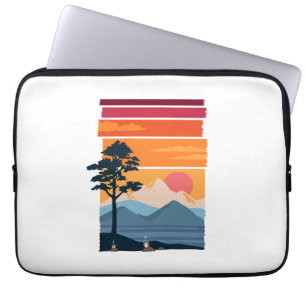 Retro-Wanderlust-Sonnenuntergang-Berg-Naturschönhe Laptopschutzhülle
