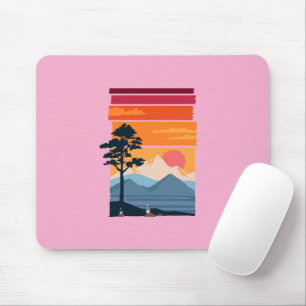 Retro-Wanderlust-Sonnenuntergang-Berg-Naturschönhe Mousepad