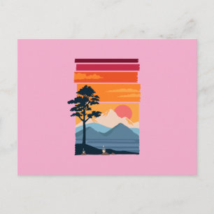 Retro-Wanderlust-Sonnenuntergang-Berg-Naturschönhe Postkarte