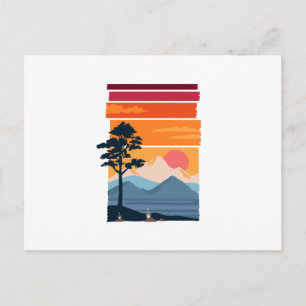 Retro-Wanderlust-Sonnenuntergang-Berg-Naturschönhe Postkarte