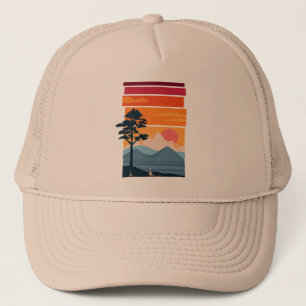 Retro-Wanderlust-Sonnenuntergang-Berg-Naturschönhe Truckerkappe