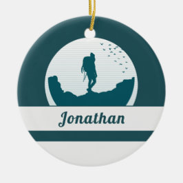 Retro Wandern Camping Landschaft Individuelle Name Keramik Ornament