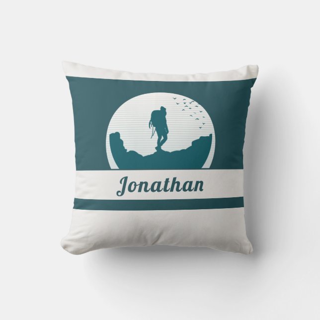 Retro Wandern Camping Landschaft Individuelle Name Kissen (Vorderseite)