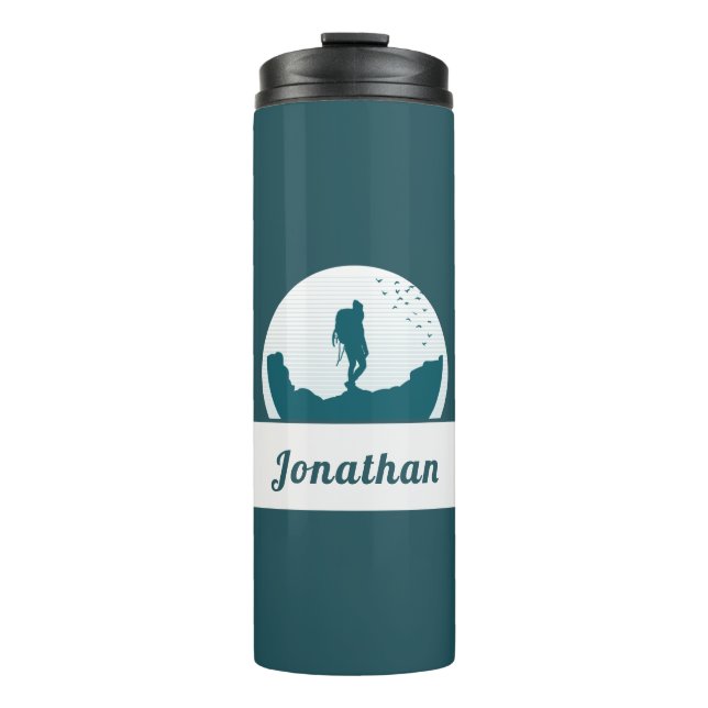 Retro Wandern Camping Landschaft Individuelle Name Thermosbecher (Vorderseite)