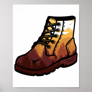 Retro Wanderschuhlandschaft - Wilderness Sonnenunt Poster