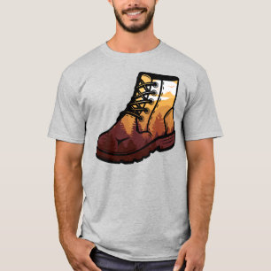 Retro Wanderschuhlandschaft - Wilderness Sonnenunt T-Shirt