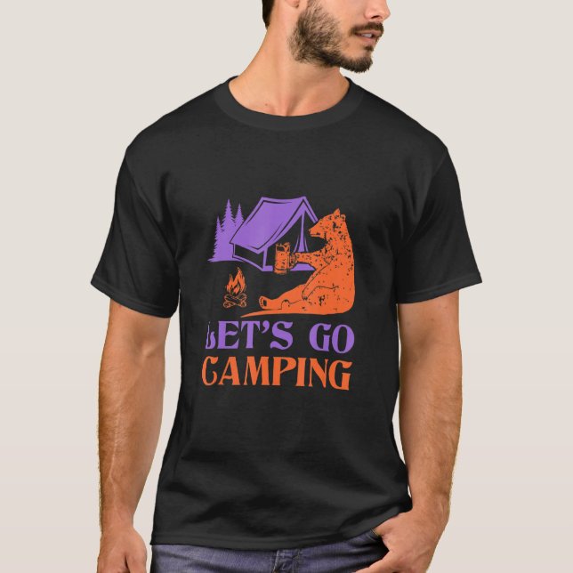 Retro-Wandertour auf dem Felsen Retro Sonnenunterg T-Shirt (Vorderseite)