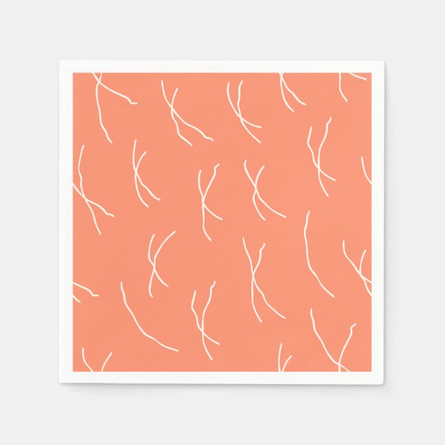 Retro Warm Abstract Dashes | Salmon Pink Serviette (Vorderseite)