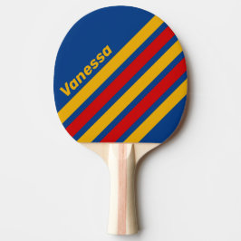 Retro Warmhearted Angled Striping with Name Tischtennis Schläger