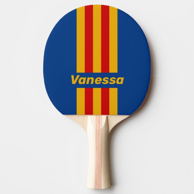 Retro Warmhearted Pin Stripes with Name Tischtennis Schläger (Vorderseite)