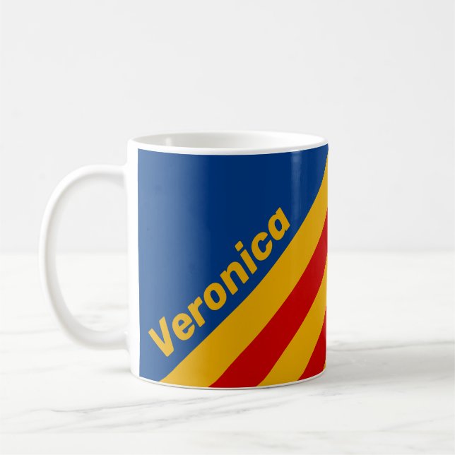 Retro Warmhearted Stripes with Name Kaffeetasse (Links)