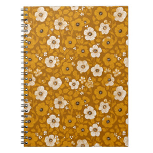 Retro-Warmton-Blumen-Senf-Blumenmuster Notizblock