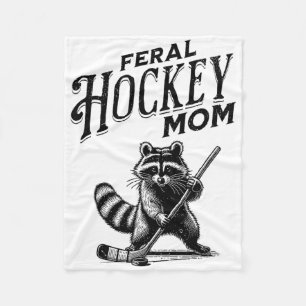 Retro-Waschbär verwilderte Hockey-Mama Hockey-Spie Fleecedecke