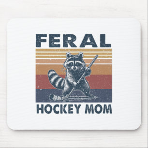 Retro Waschbär Verwilderte Hockey-Mama Hockey-Spie Mousepad