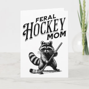 Retro Waschbär Wilde Hockey-Mutter Hockey-Spieler  Karte
