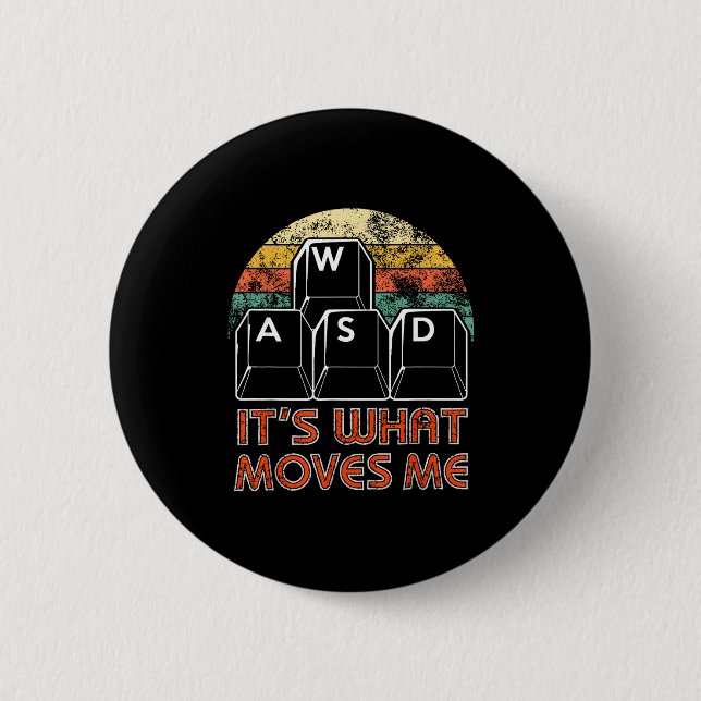 Retro Wasd Gaming Keys Funny Pc Gamer Design  Button (Vorderseite)
