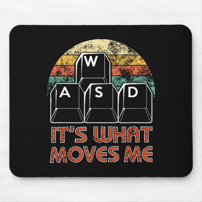 Retro Wasd Gaming Keys Funny Pc Gamer Design  Mousepad (Vorne)