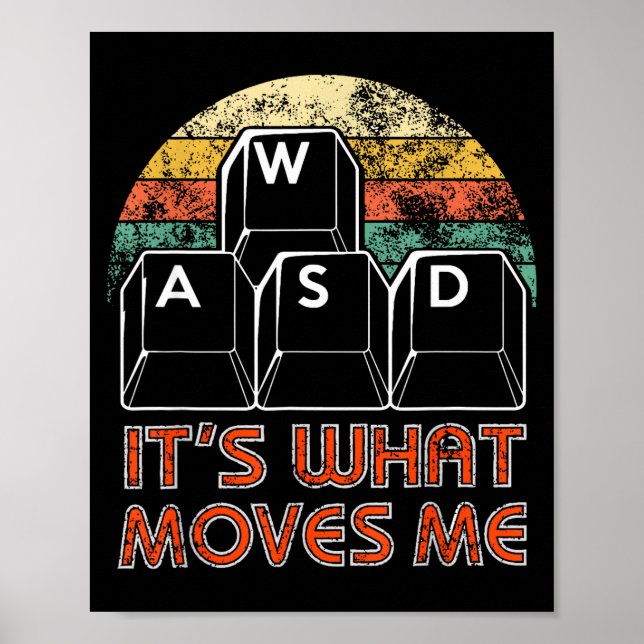 Retro Wasd Gaming Keys Funny Pc Gamer Design  Poster (Vorne)