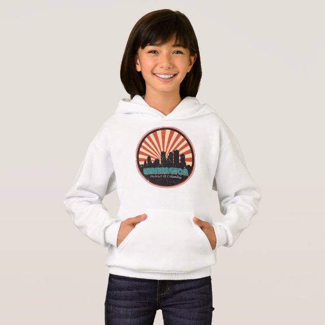 Retro Washington DC Staat Skyline Souvenir Vintag Hoodie (Vorne ganz)