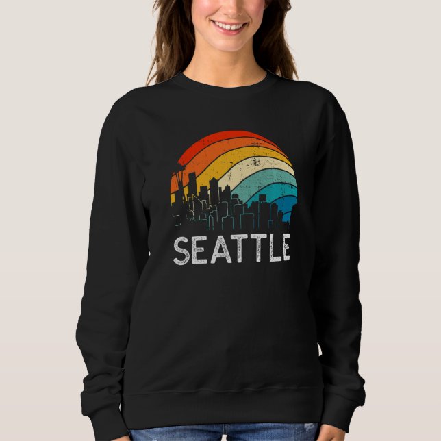 Retro Washington Seattle Skyline Vintage Urban Sky Sweatshirt (Vorderseite)