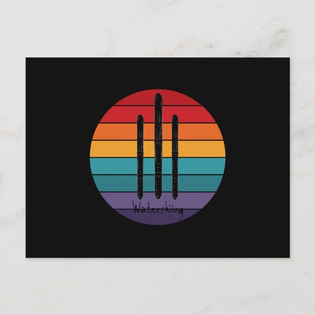 Retro Wasserski - Wasserski Postkarte (Vorderseite)