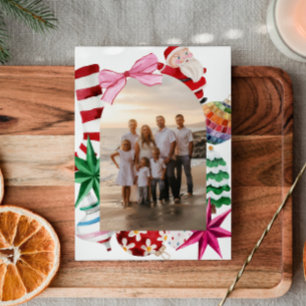 Retro Watercolor Family Foto Weihnachten