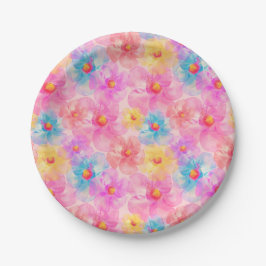 Retro Watercolor Floral Muster Pappteller