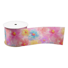 Retro Watercolor Floral Muster Satinband