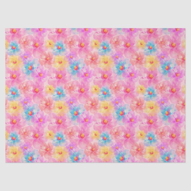 Retro Watercolor Floral Muster Seidenpapier (Vorderseite)