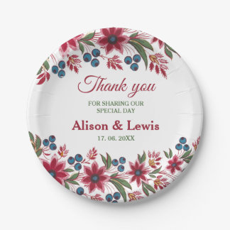 Retro Watercolor Florals Pappteller