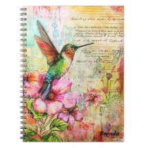 Retro Watercolor Hummingbird