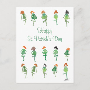 Retro Watercolor St. Patrick's Day Irish Dance Postkarte