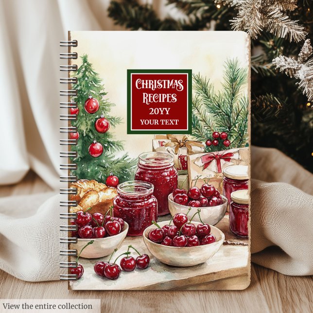 Retro Watercolor Weihnachtskochbuch mit Namen Notizbuch (Retro Watercolor Christmas Cookbook With Name Notebook)