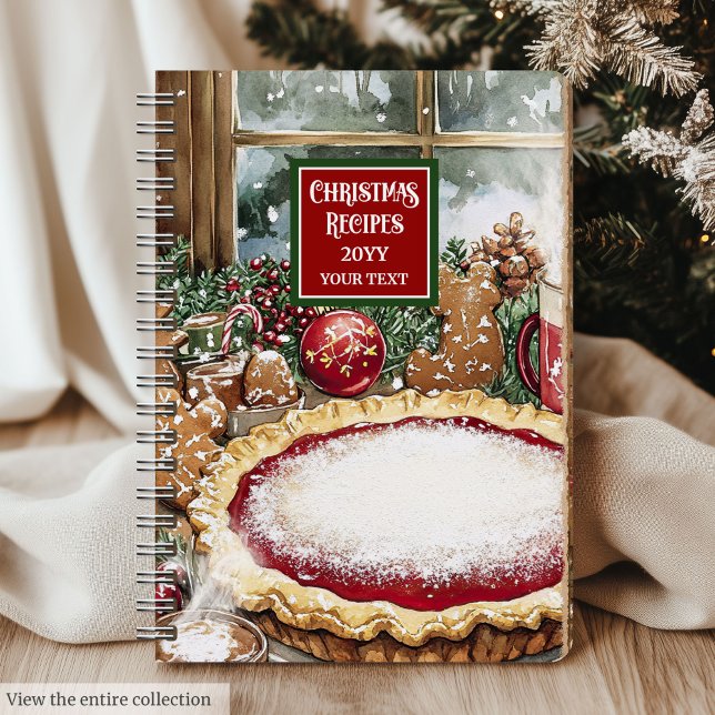 Retro Watercolor Weihnachtszeitung Notizbuch (Retro Watercolor Christmas Recipe Journal)