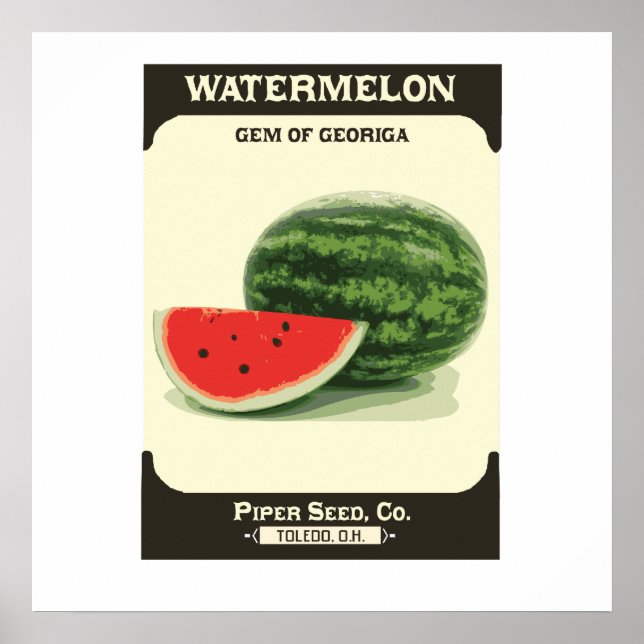 Retro Watermelon Seed Packet Melon Poster Print (Vorne)