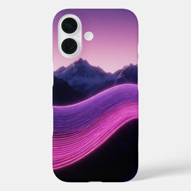 Retro-Wave-Berge iPhone 16 Hülle (Rückseite)