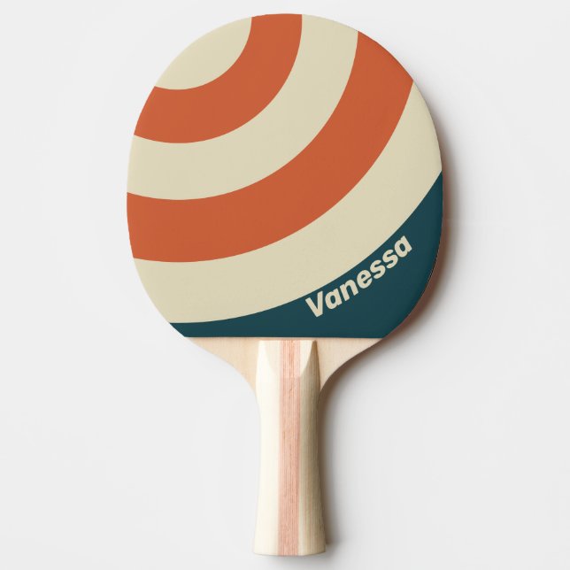 Retro Wave Circle Stripe with Name Tischtennis Schläger (Vorderseite)