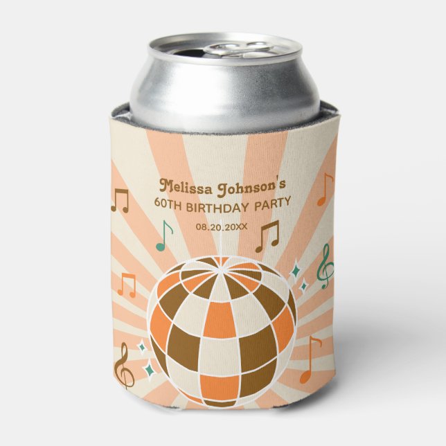 Retro Wave Disco Ball Musikalisches Orange Geburts Dosenkühler (Kanne Vorderseite)