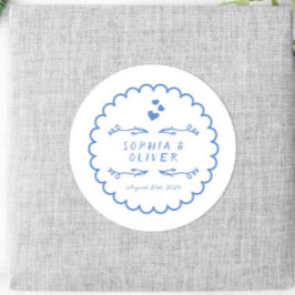 Retro Wave Doodle Illustrierte handgeschriebene Ho Runder Aufkleber